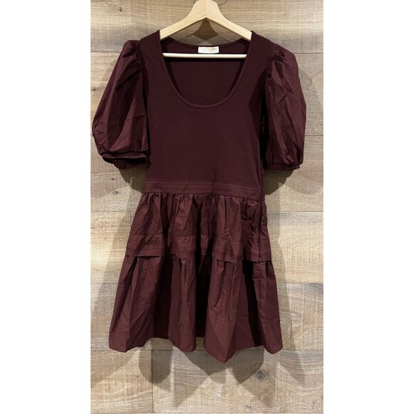 NEW ULLA JOHNSON Tilda Bordeaux Mixed Media Mini dress SIZE S - Picture 5 of 10